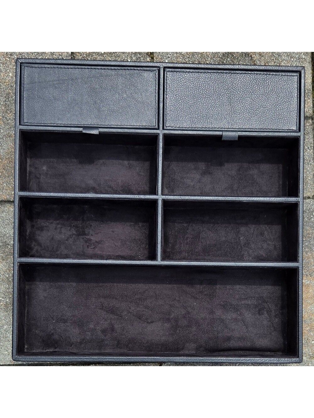 Pottery Barn Black Leather Valet Tray Sunglass Organizer 15" x 15.75"